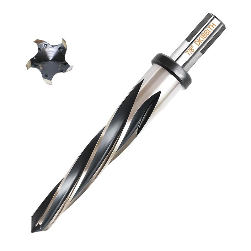 DKIBBITH 7/8” Bridge Construction Reamer Drill Bit, M2 HSS Taper Chucking Reamer for Steel Alloy Metal Wood Plastic, 1/2" Non-Slip Shank, 5-Spiral Flutes Car Reamer, to Align or Enlarge Holes, 22mm - Image 1